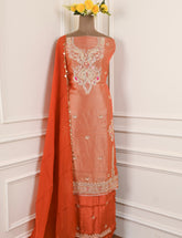 Shimmer Orange Unstitched Suit